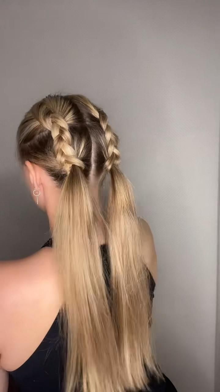 Braided pigtails hairstyle